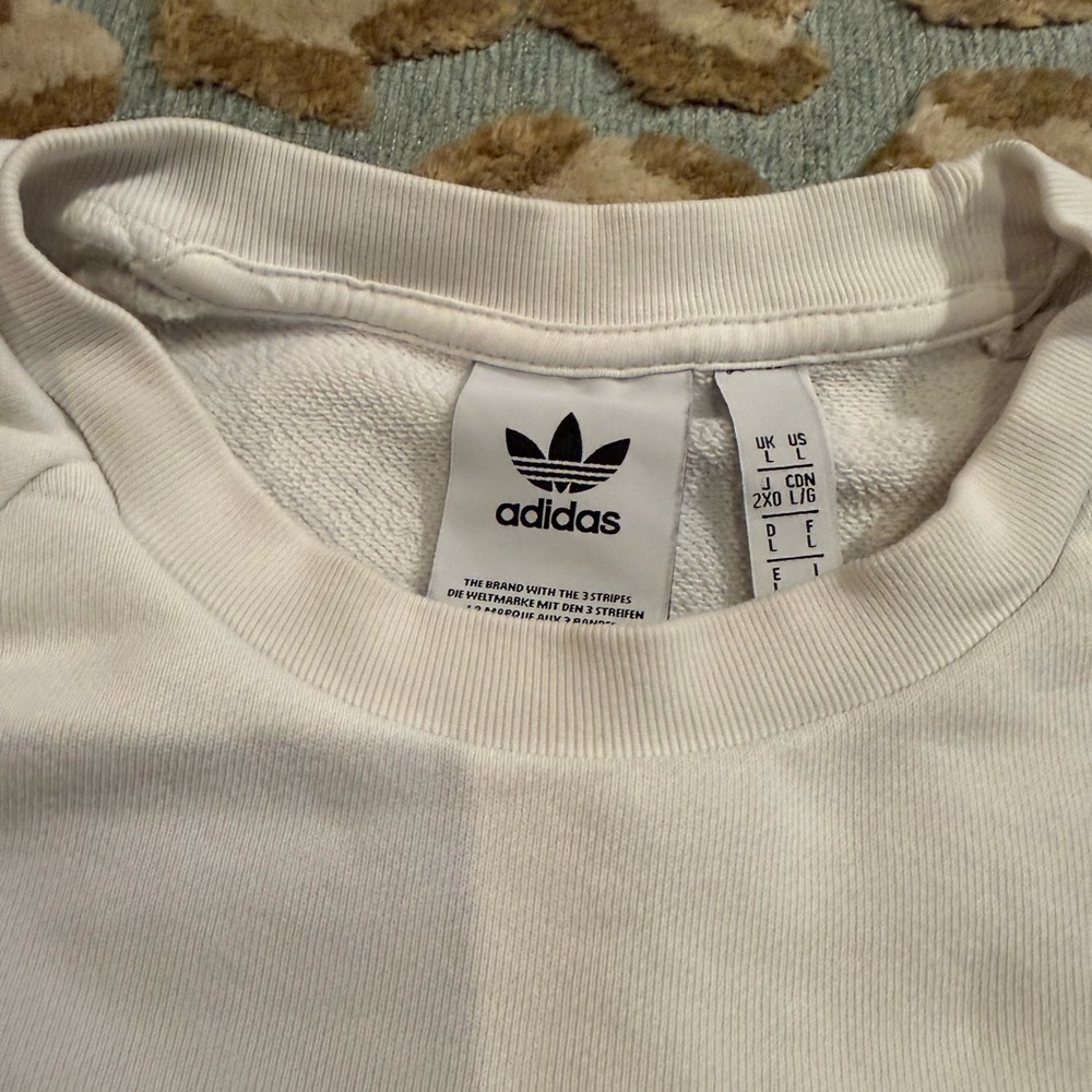 Adidas White Cotton Sweatshirt with Black Logo Size L🤍🖤 - Picture 3 of 6